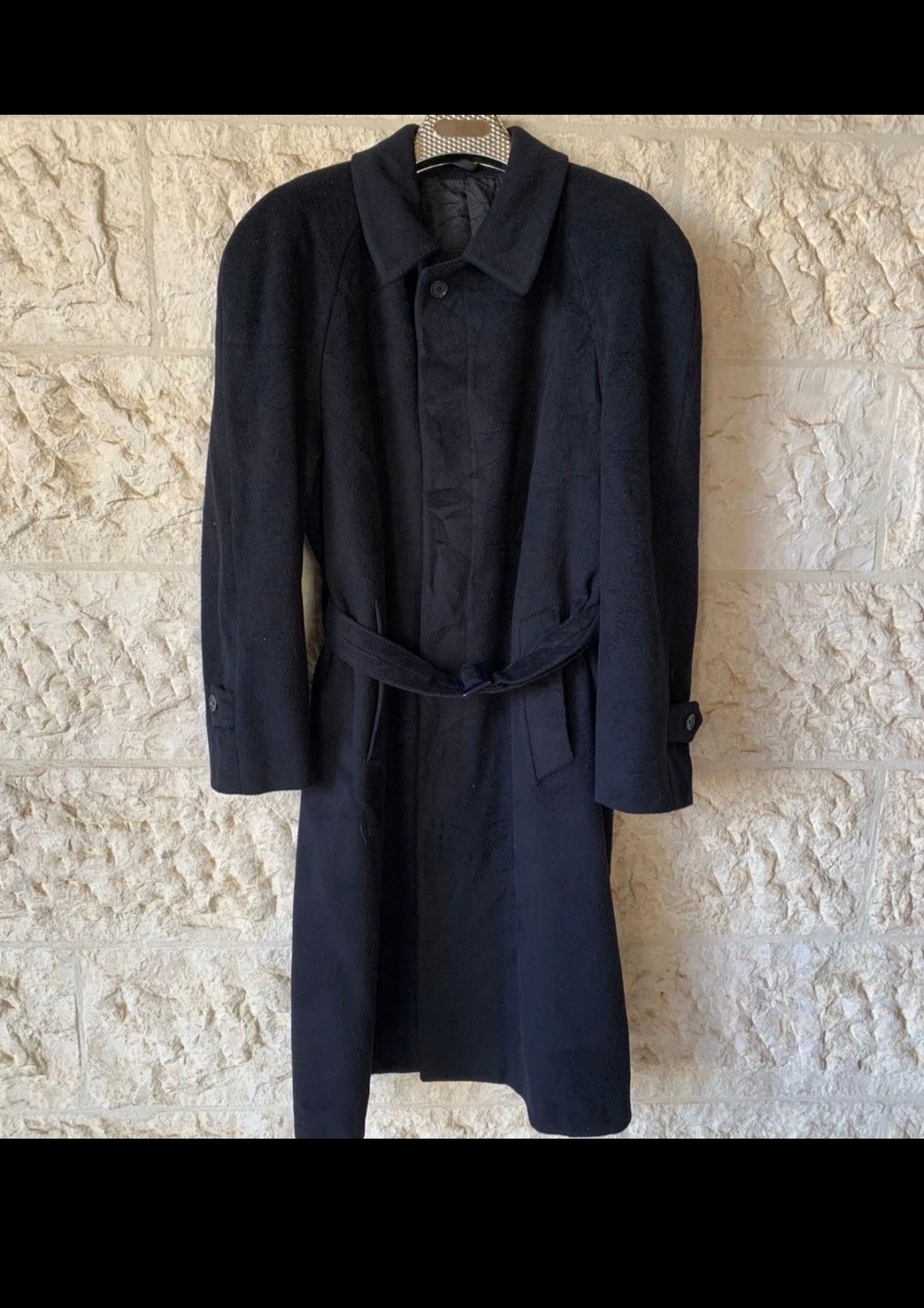 Vintage Mabro classic Wool Cashmere blend navy belted raglan over coat 44R