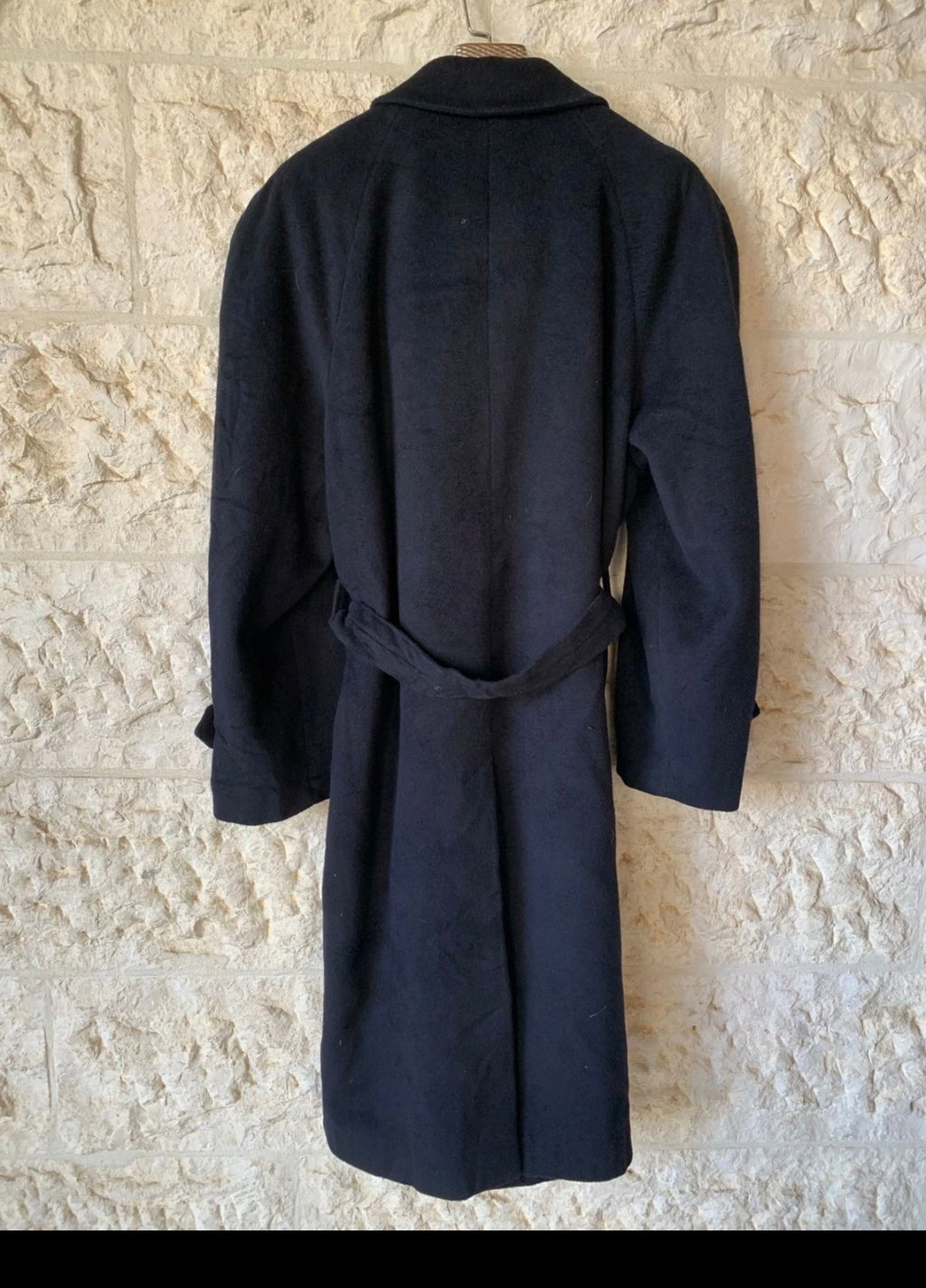 Vintage Mabro classic Wool Cashmere blend navy belted raglan over coat 44R