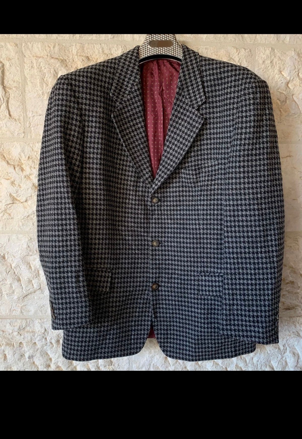 Vintage pure pure houndstooth charcoal classic hunting jacket blazer 44R
