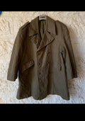 Vintage military style pure wool classic double breasted green over coat 56R 4XL