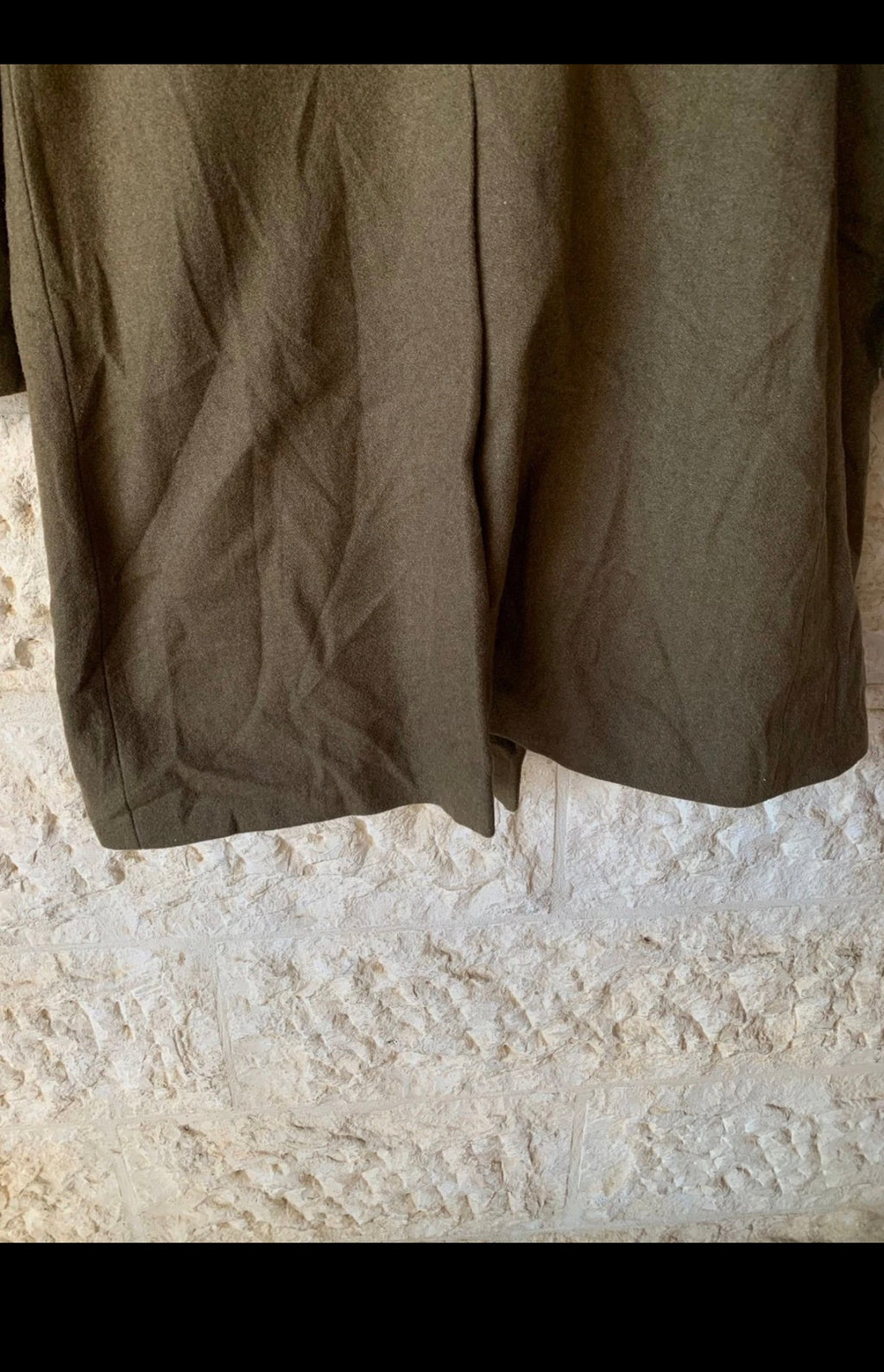 Vintage military style pure wool classic double breasted green over coat 56R 4XL