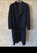 Vintage wool cashmere blend belted Charcoal double breasted raglan over coat 44R