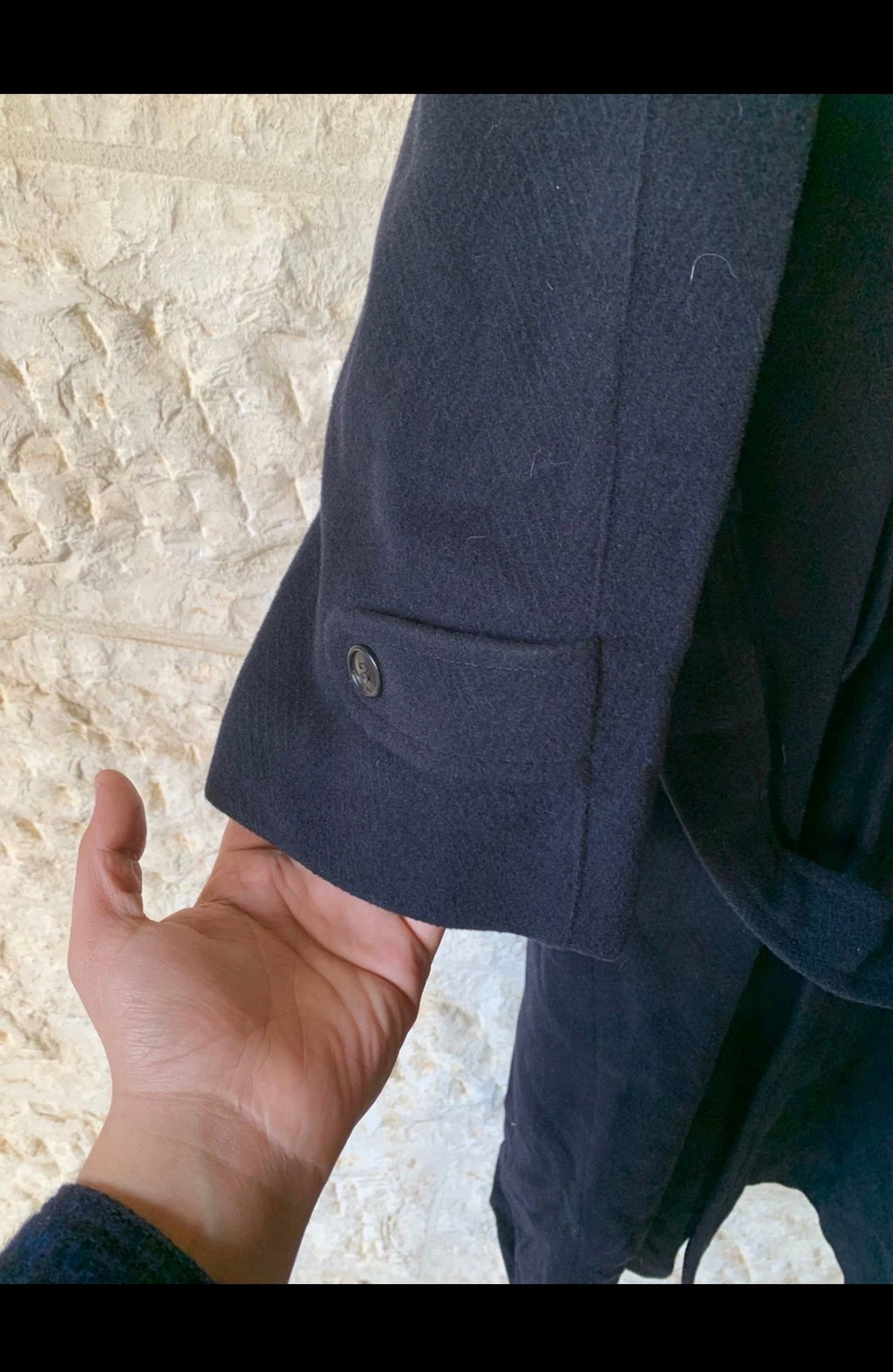 Vintage wool cashmere blend belted Charcoal double breasted raglan over coat 44R