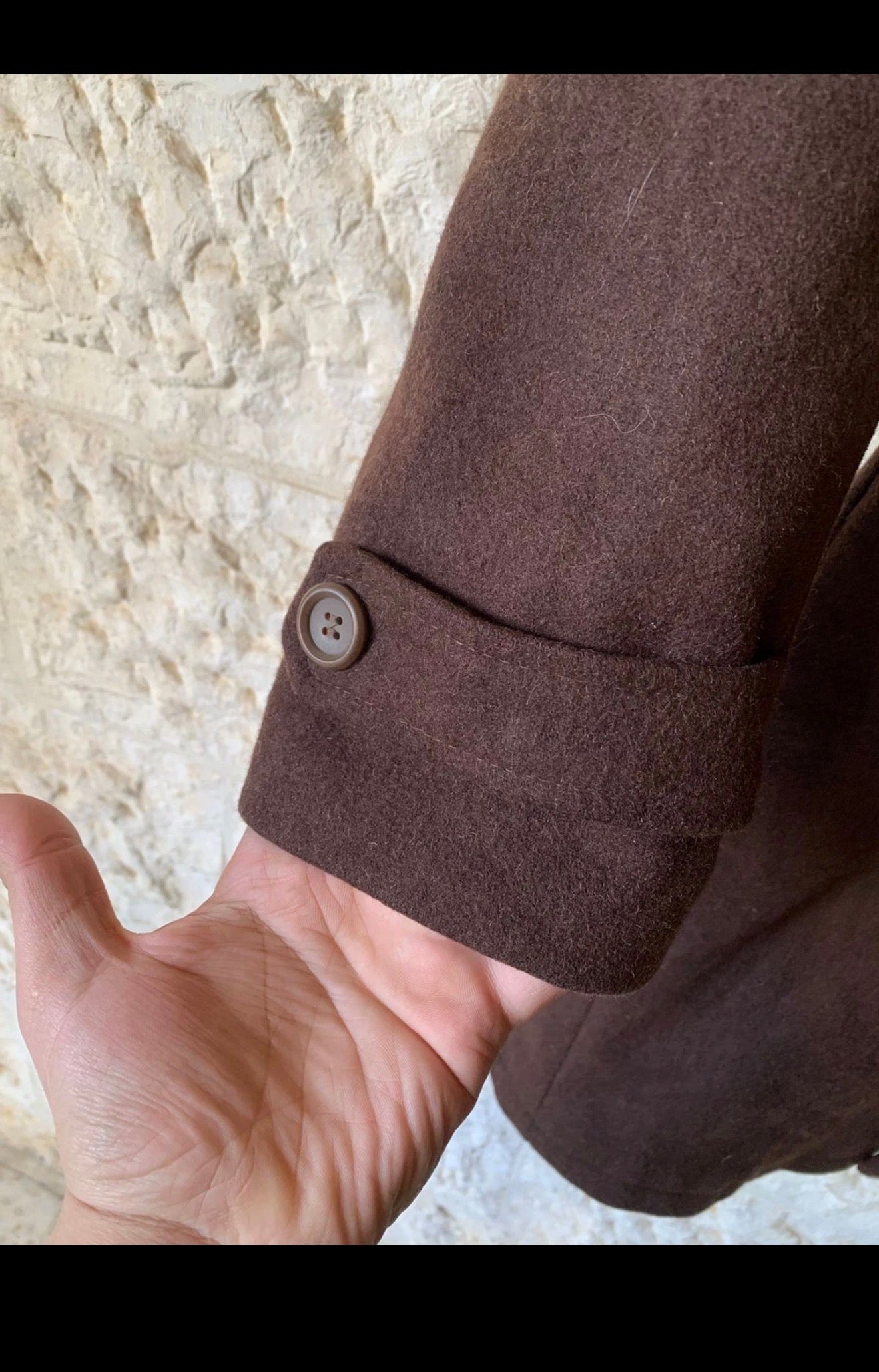 1970s Vintage pure woollen wool classic belted brown over coat 40R 40L