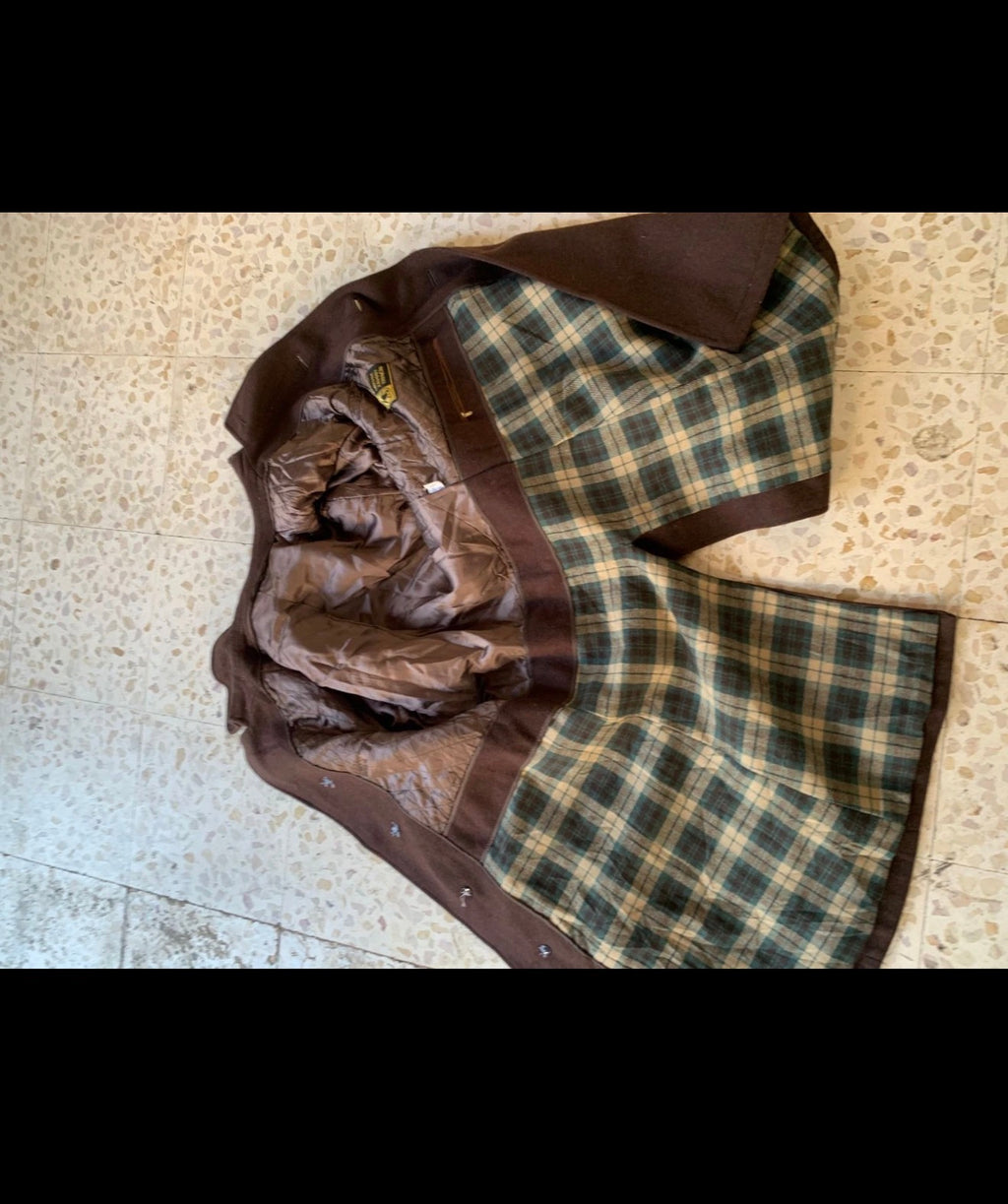1970s Vintage pure woollen wool classic belted brown over coat 40R 40L