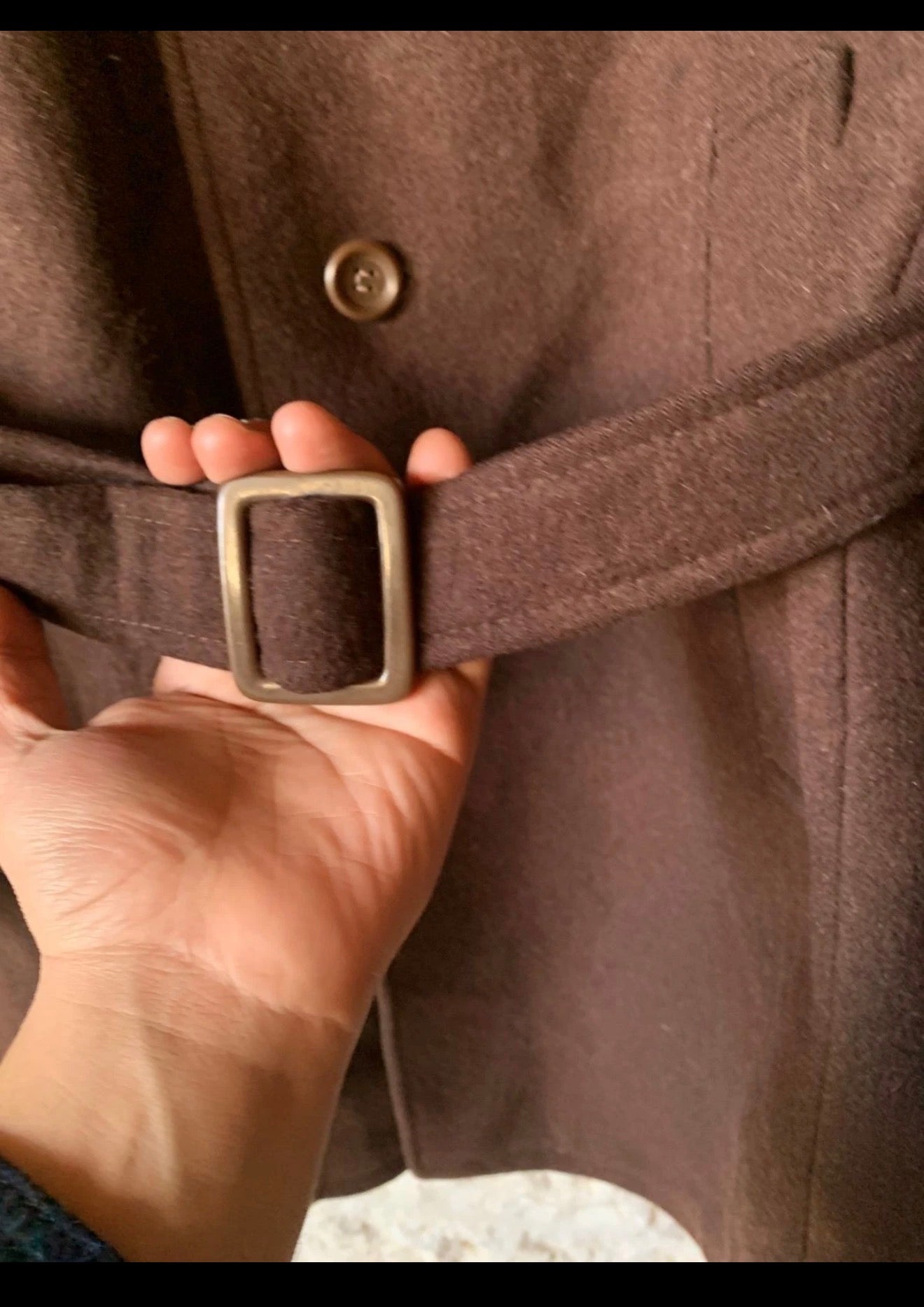 1970s Vintage pure woollen wool classic belted brown over coat 40R 40L