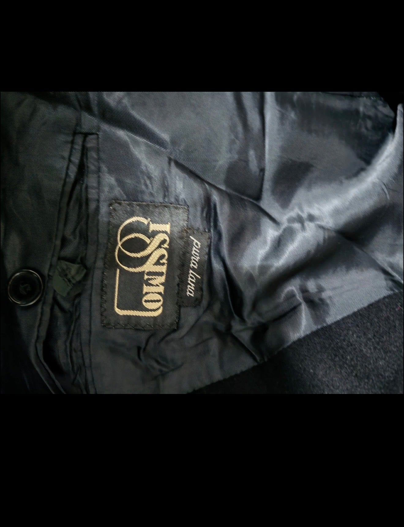 Vintage Issimo pure wool double breasted gangster black over coat 42R 42L
