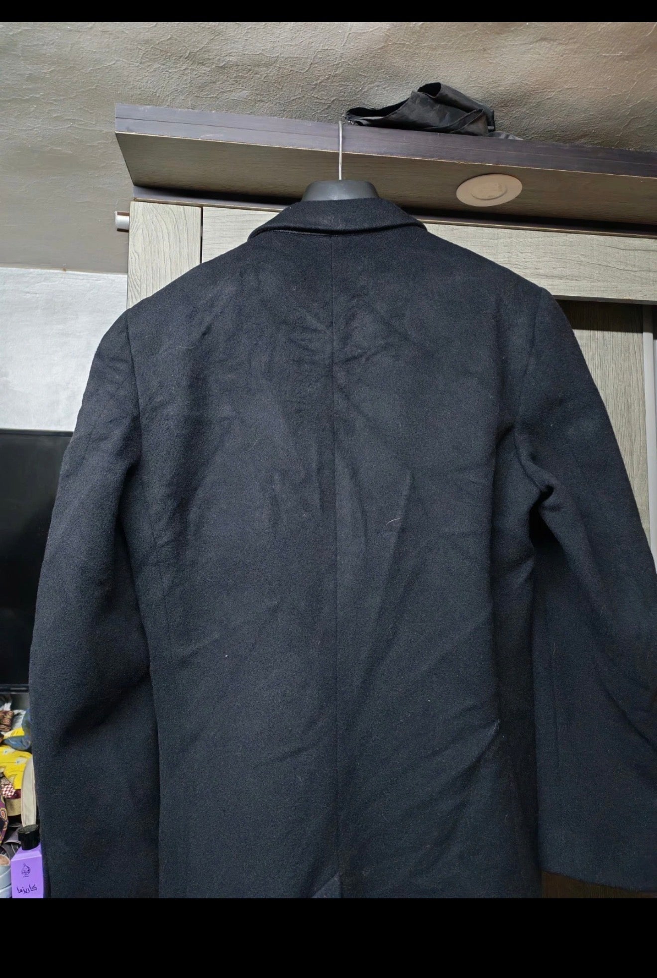 Vintage Issimo pure wool double breasted gangster black over coat 42R 42L