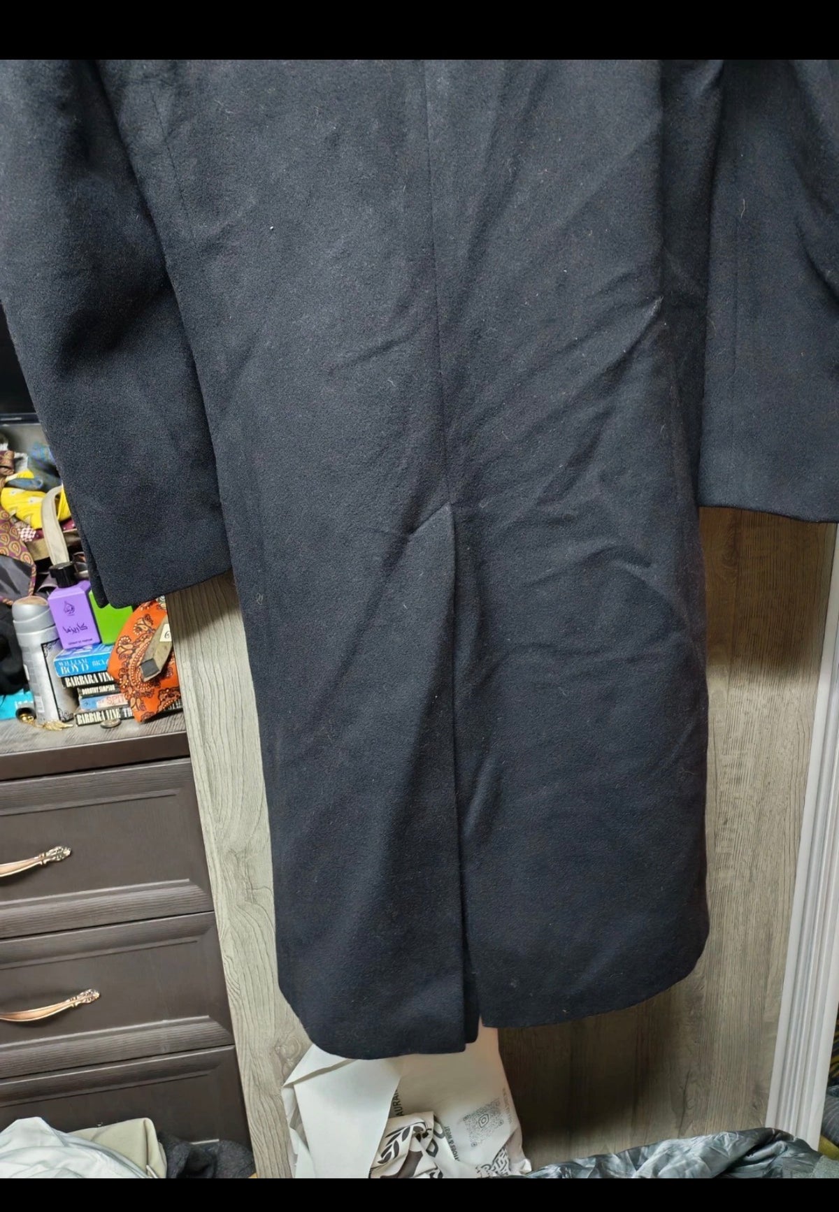 Vintage Issimo pure wool double breasted gangster black over coat 42R 42L
