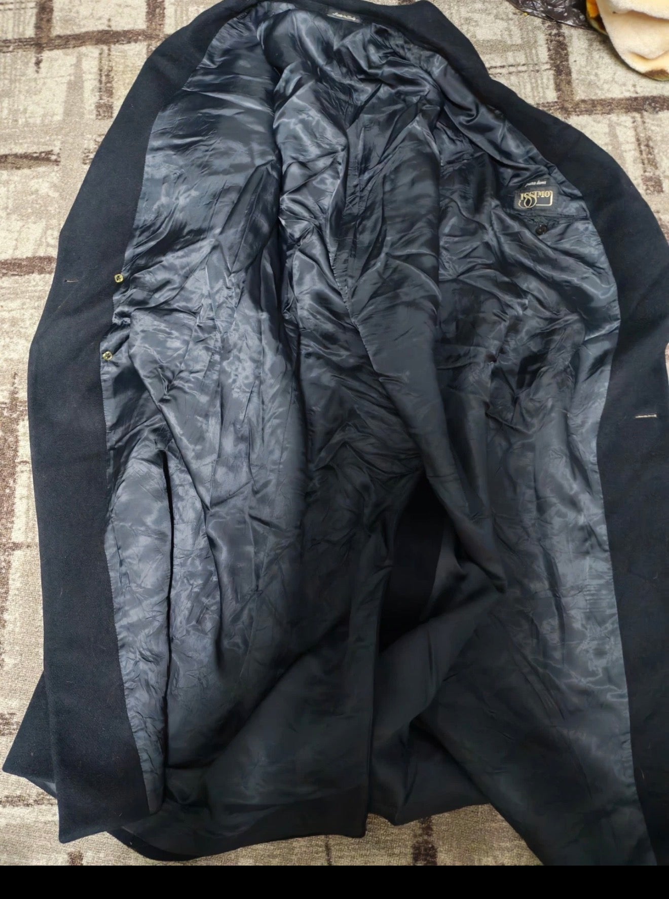 Vintage Issimo pure wool double breasted gangster black over coat 42R 42L