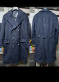 1970s vintage pure wool double breasted belted navy USA union made over coat 42R