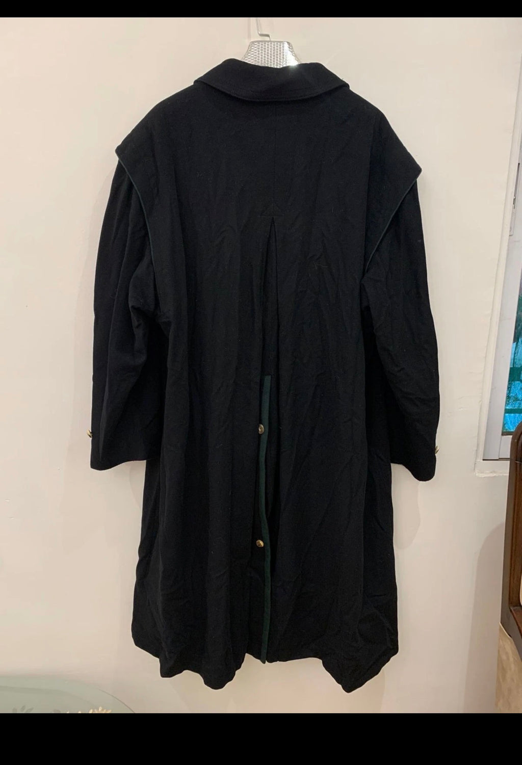 Vintage Respo Loden pure Wool black classic over coat 52R 2XL