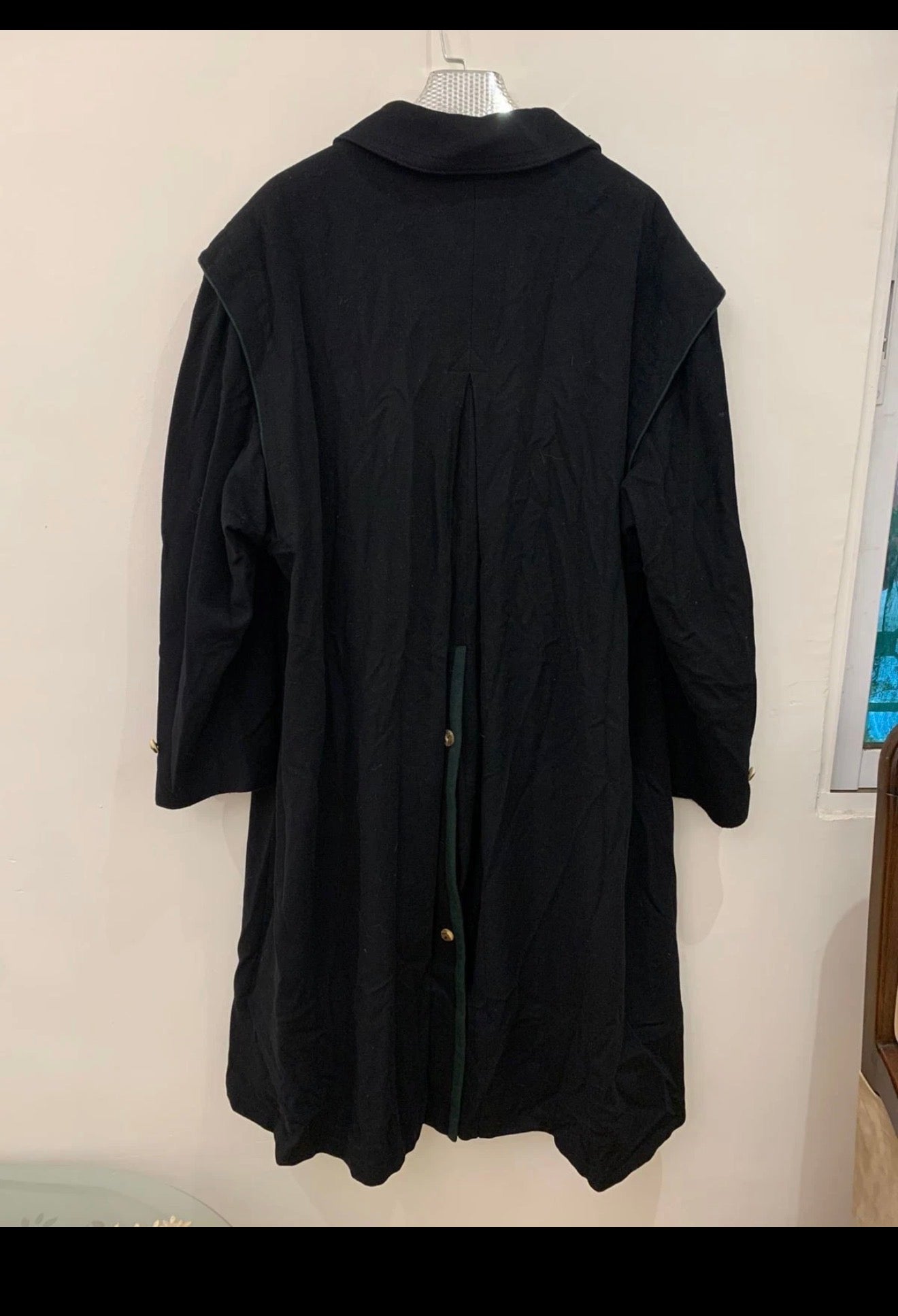 Vintage Respo Loden pure Wool black classic over coat 52R 2XL