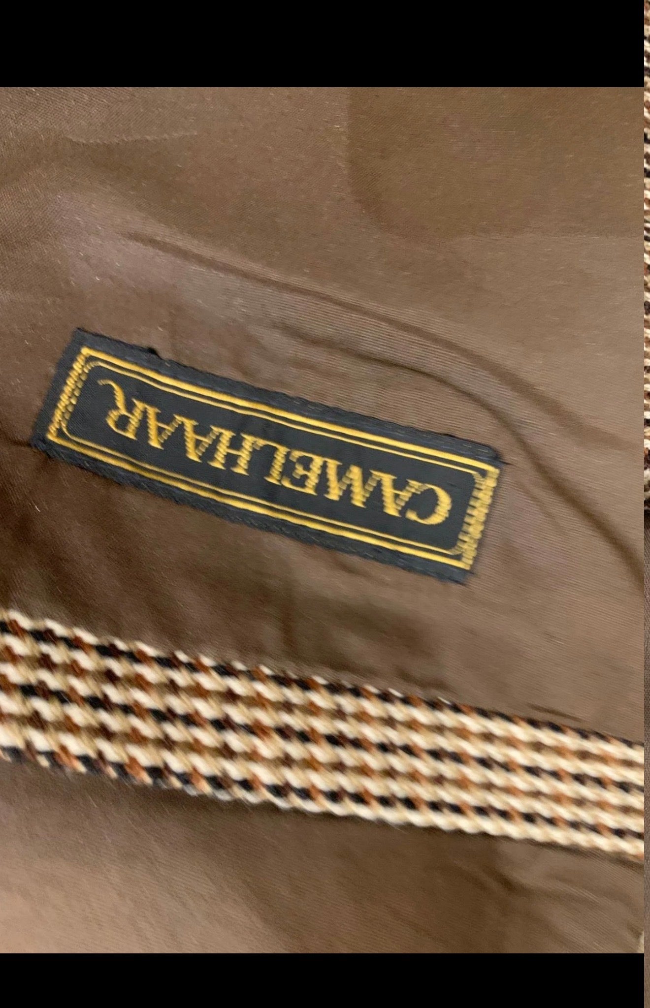 Vintage Camel hair houndstooth classic brown jacket blazer 42R 42S