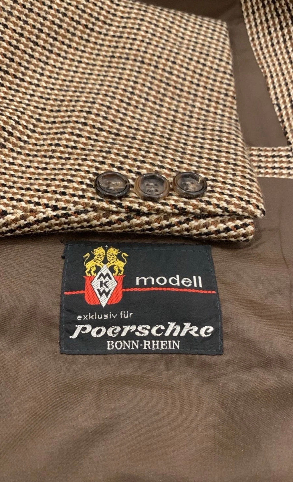 Vintage Camel hair houndstooth classic brown jacket blazer 42R 42S