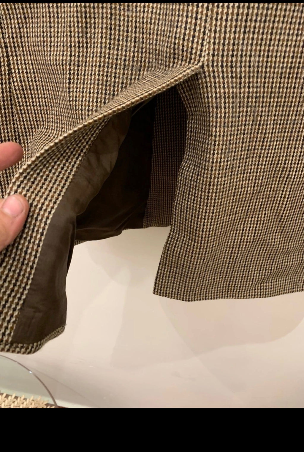 Vintage Camel hair houndstooth classic brown jacket blazer 42R 42S