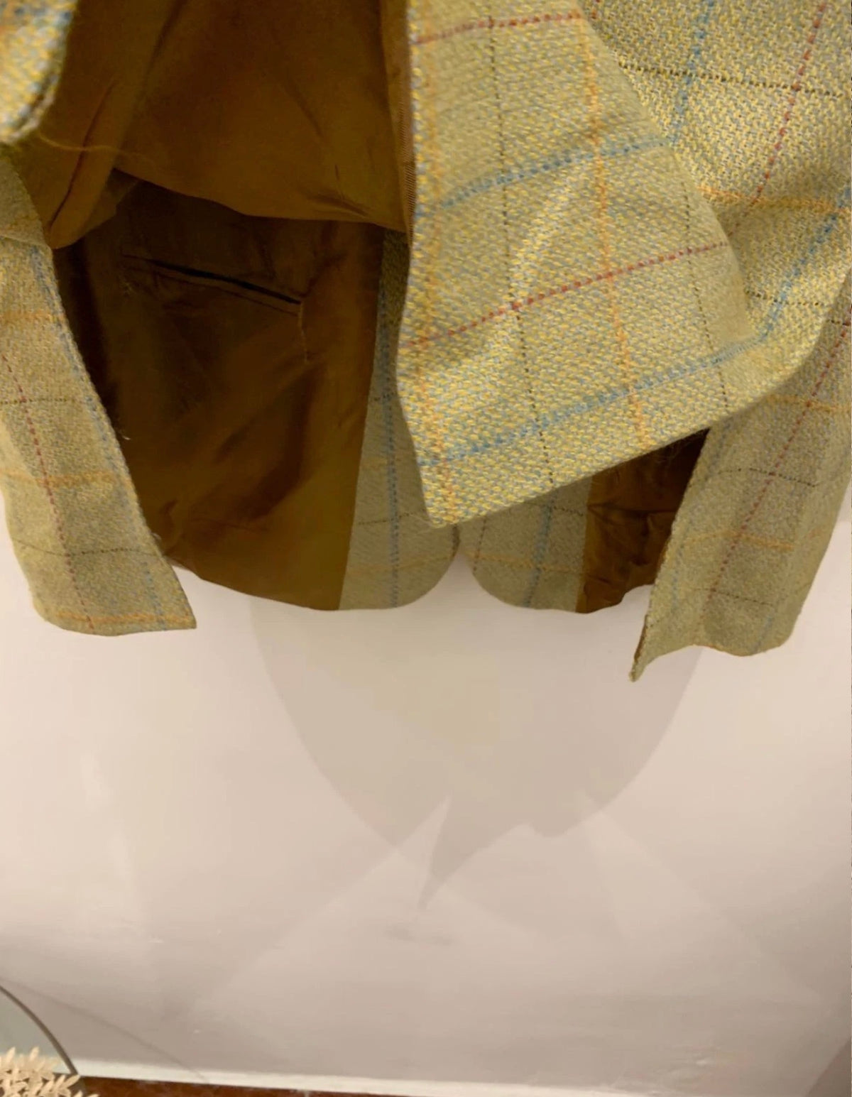 Vintage pure wool tweed Windowpane classic green hunting jacket blazer 42R