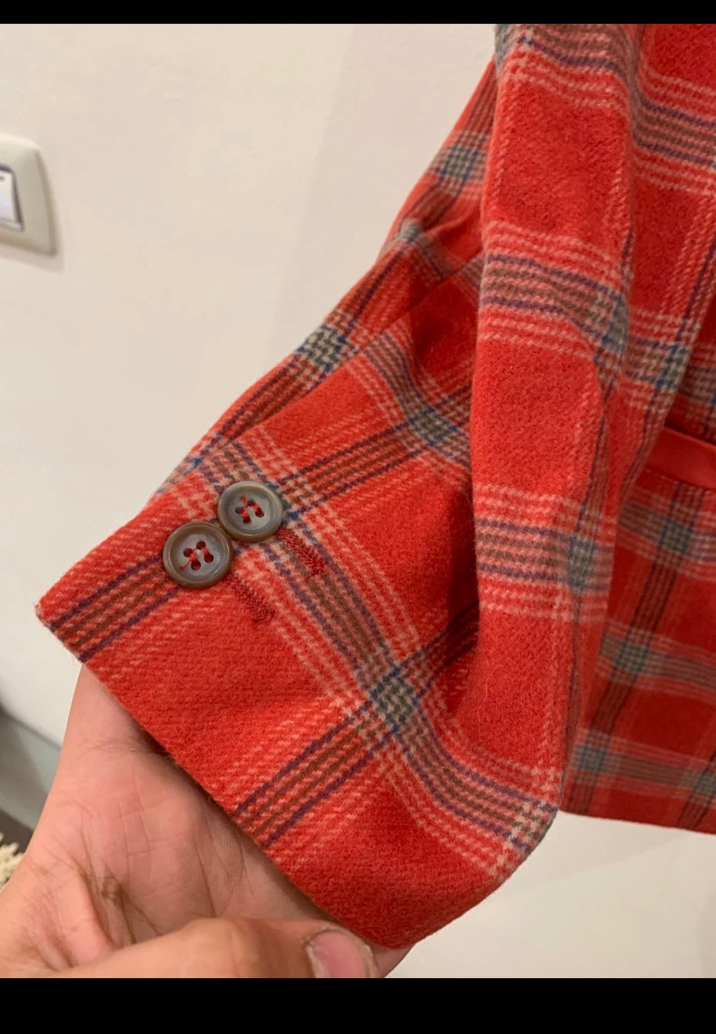 Vintage wool Cashmere blend classic Windowpane red sport coat blazer 44R