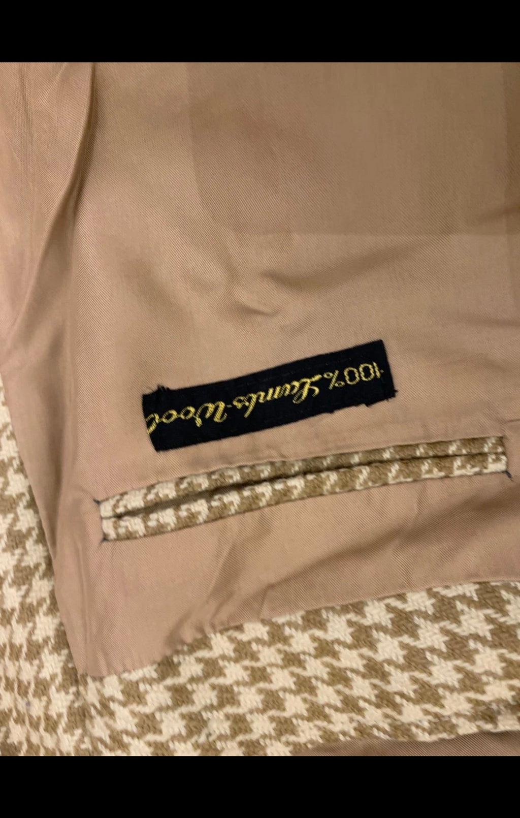 Vintage pure Lambswool houndstooth brown classic hunting jacket blazer 40L 40R