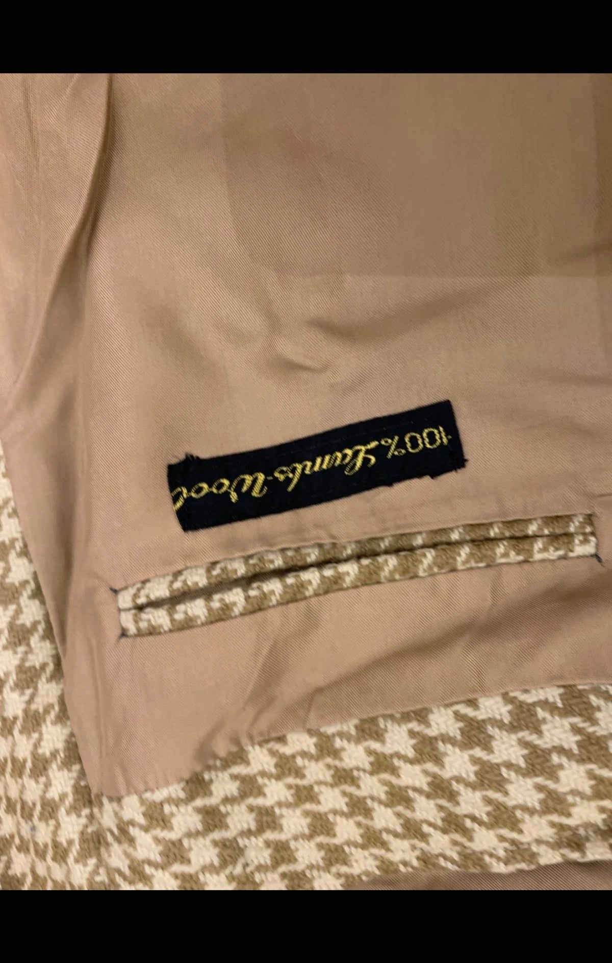 Vintage pure Lambswool houndstooth brown classic hunting jacket blazer 40L 40R