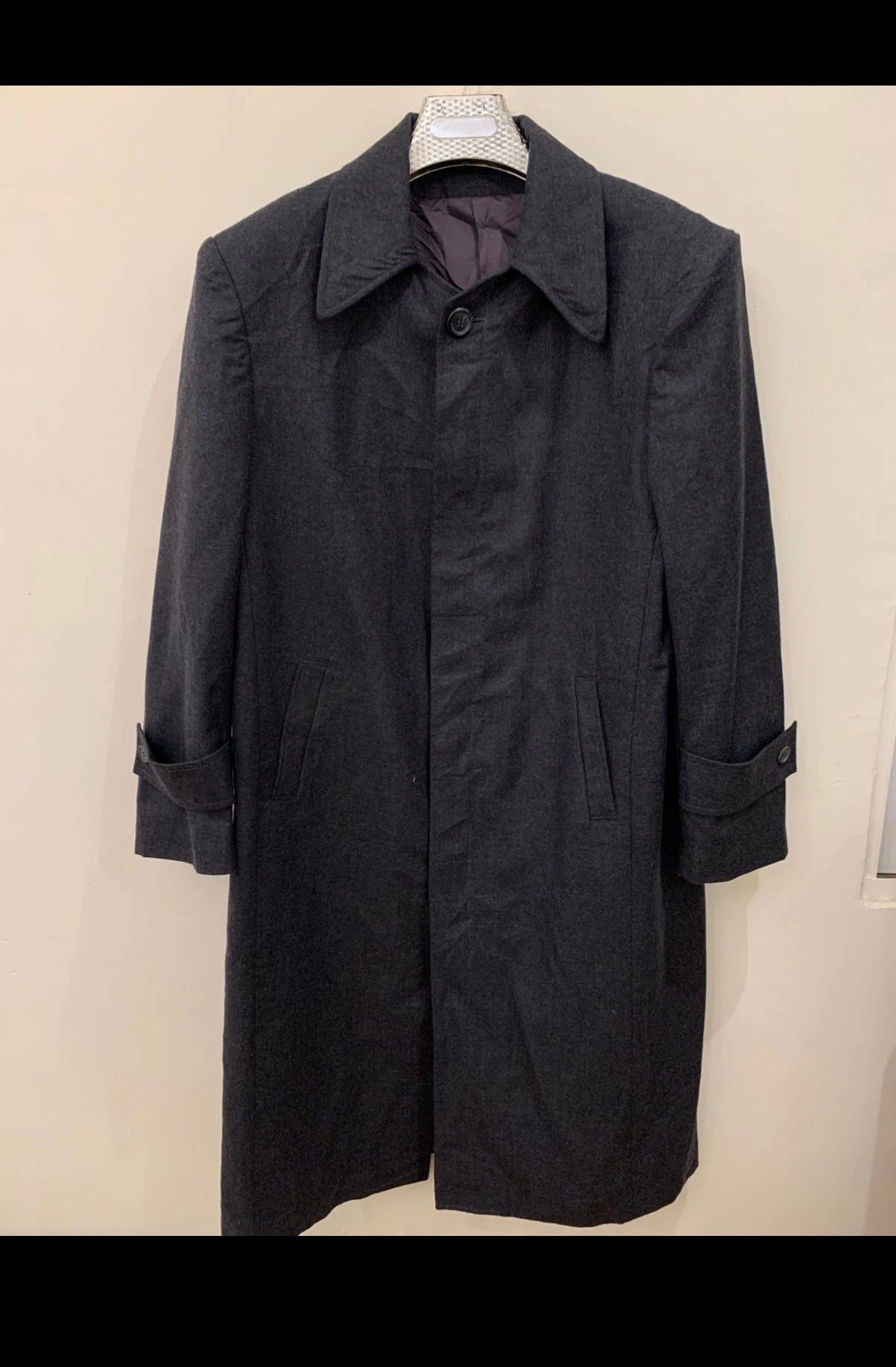1970s Vintage wool cashmere blend charcoal classic over coat 44R 42R