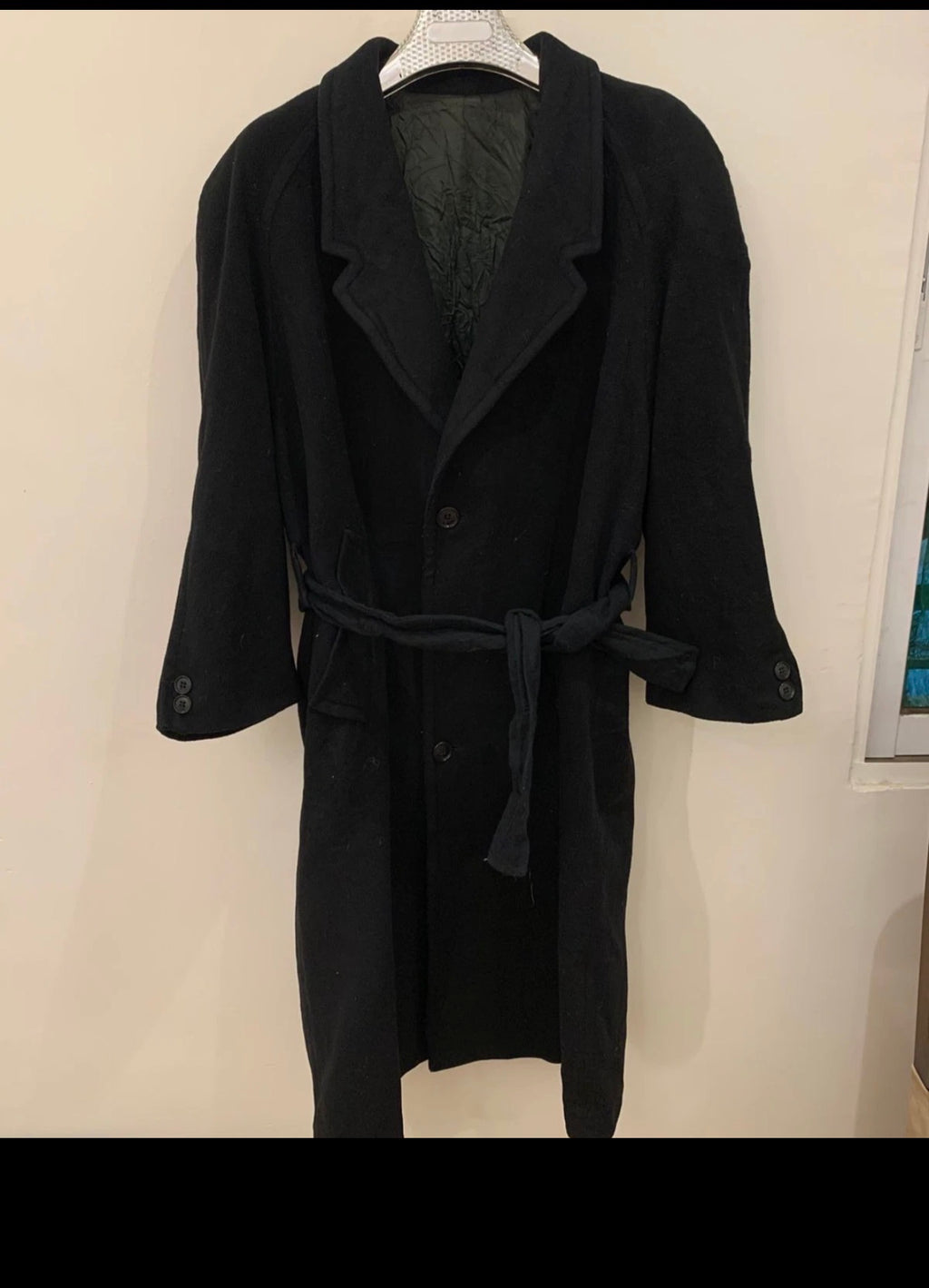 Vintage Olympia wool Cashmere blend black belted classic over coat 48R 48S XL