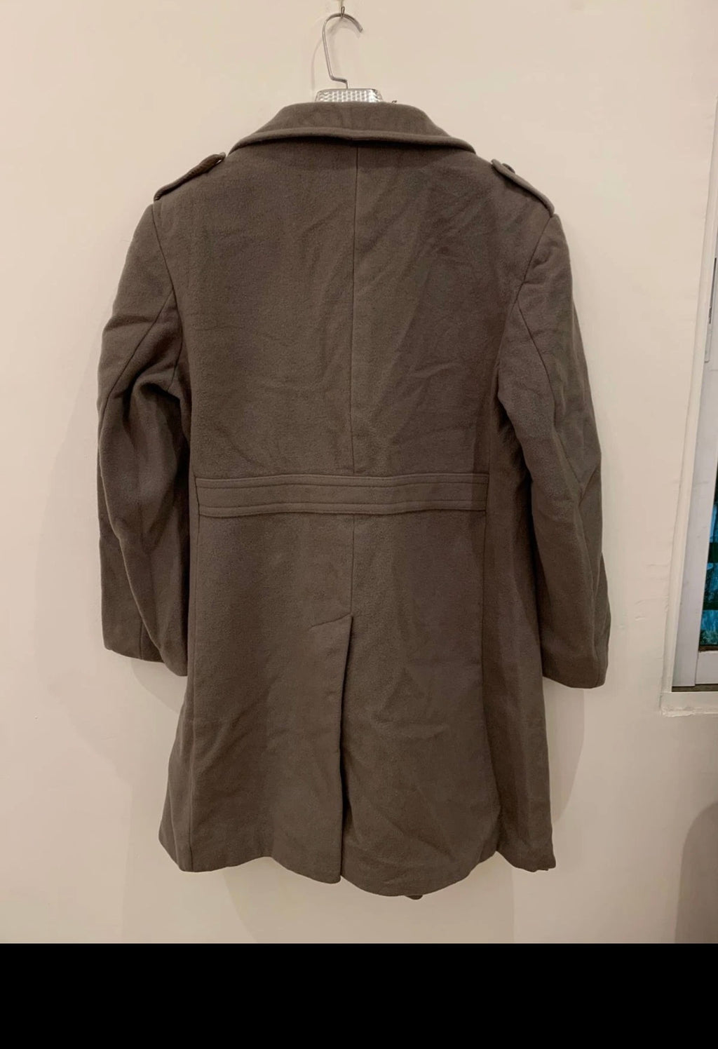 Vintage pure wool classic brown double breasted belted pea over coat 44R