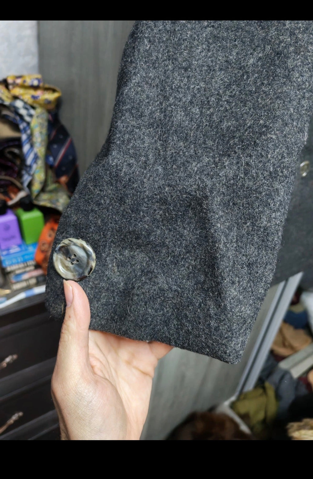 1950s vintage heavyweight pure wool db gangster Charcoal coat jacket 42R 42L