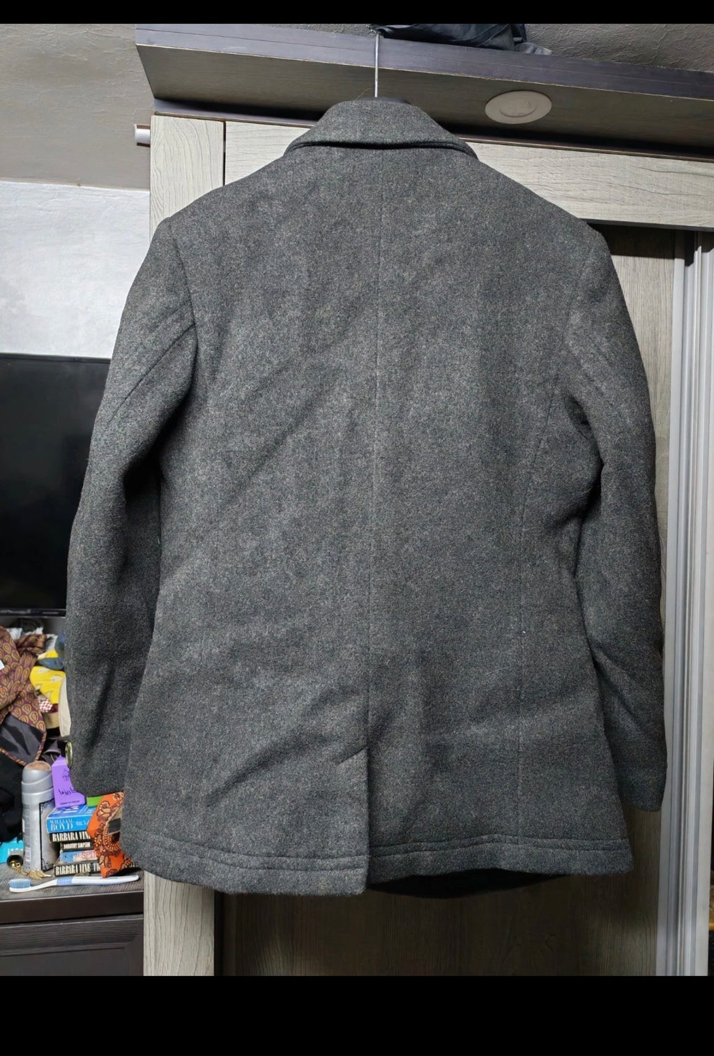 1950s vintage heavyweight pure wool db gangster Charcoal coat jacket 42R 42L