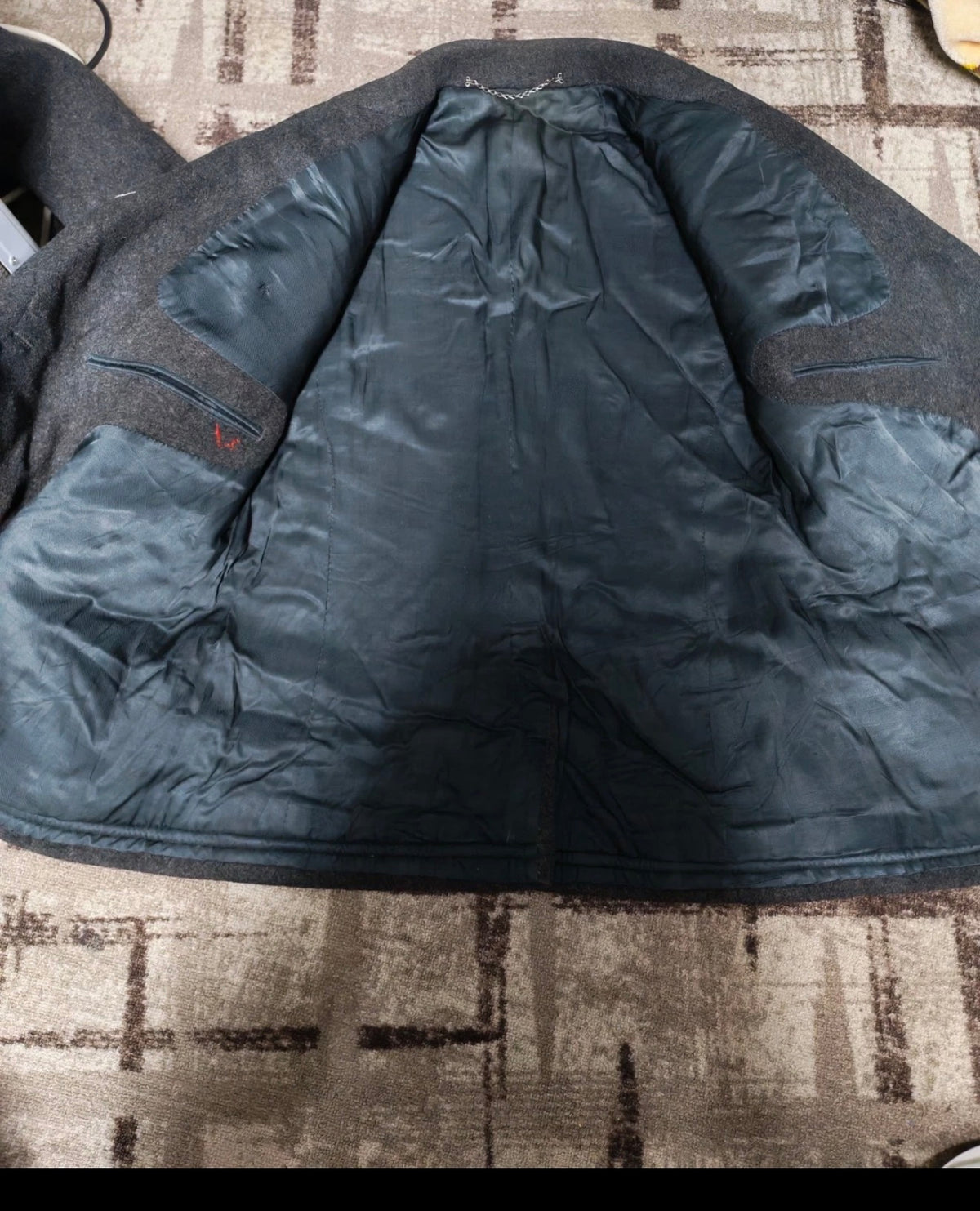 1950s vintage heavyweight pure wool db gangster Charcoal coat jacket 42R 42L