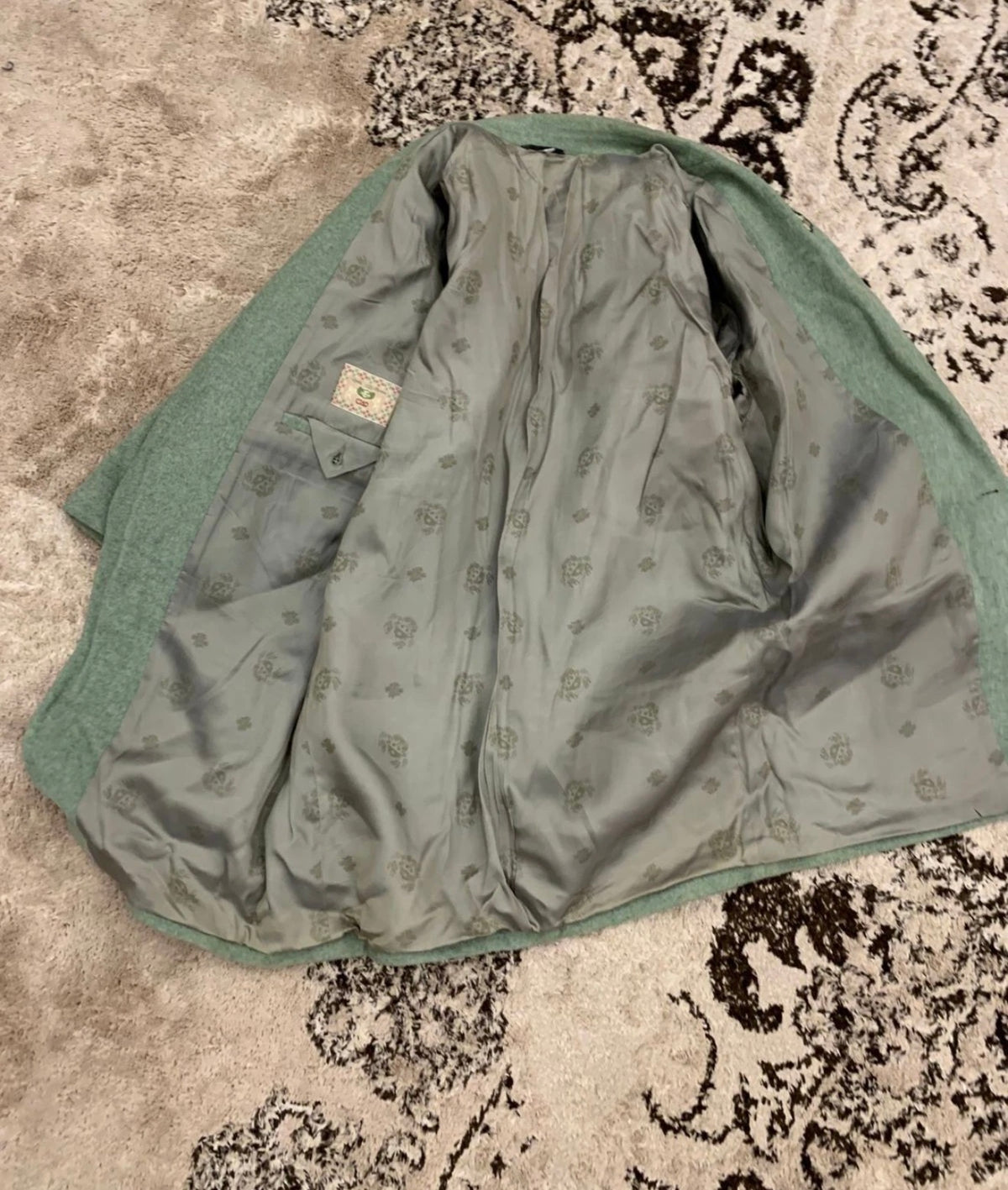 Vintage pure wool tweed camouflage classic green hunting jacket blazer 42R