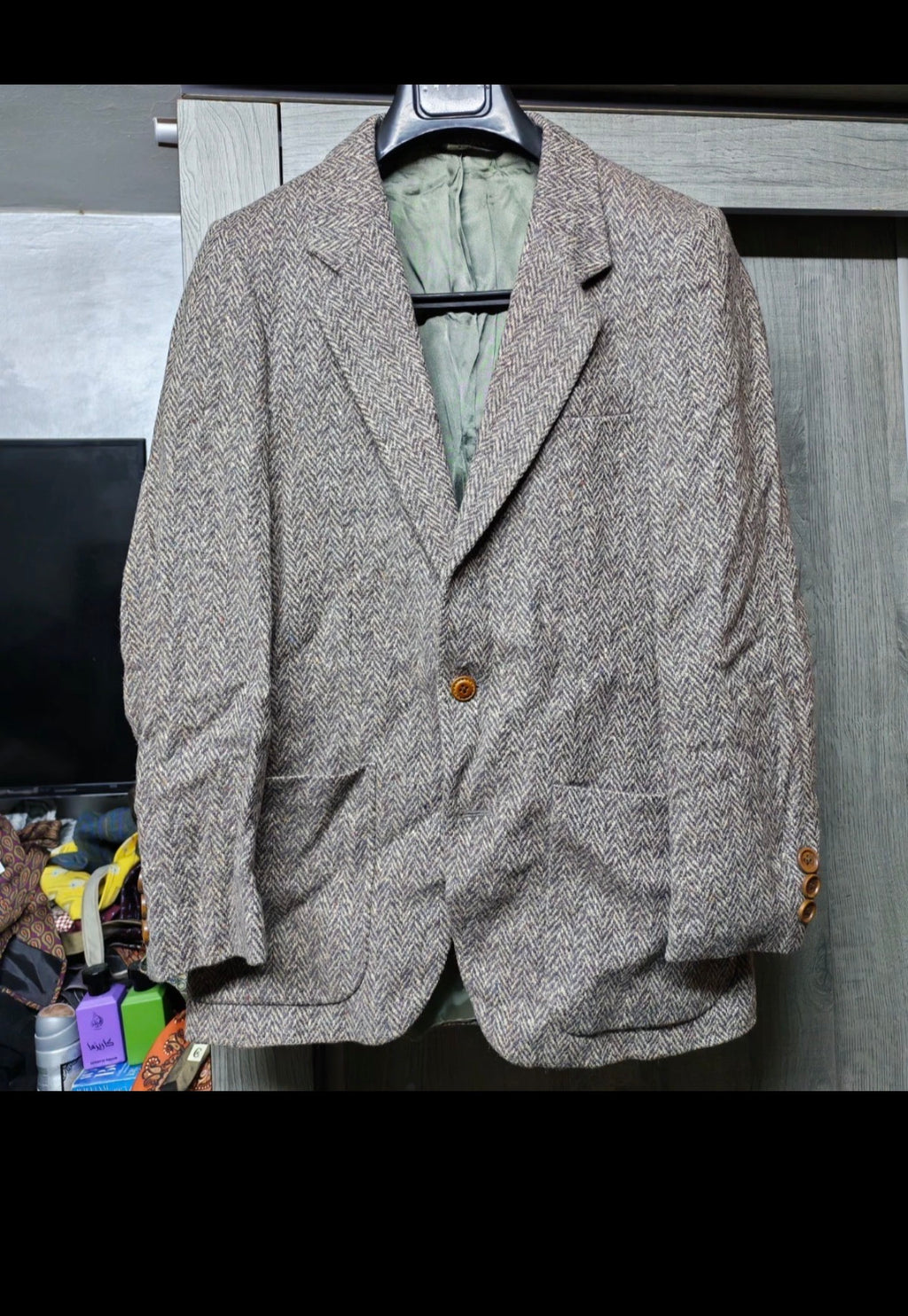 Vintage Daniel Hechter pure wool handwoven Tweed herringbone jacket blazer 36R
