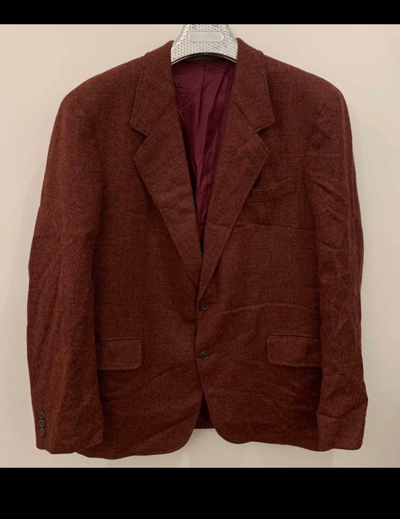 Vintage pure wool handwoven Tweed classic brown hunting jacket blazer 44R