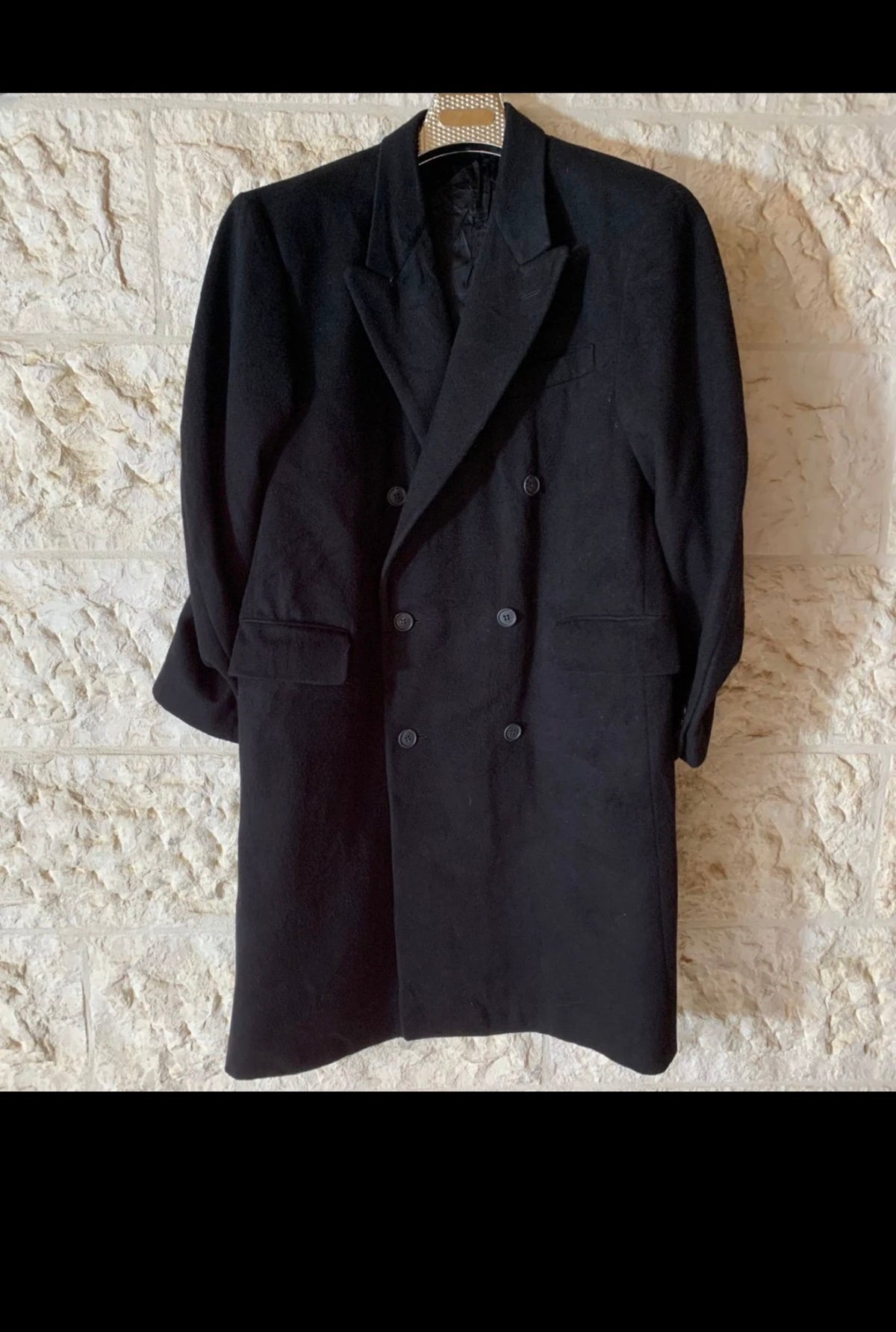 Vintage Halston classic wool blend double breasted gangster over coat 44R 44L