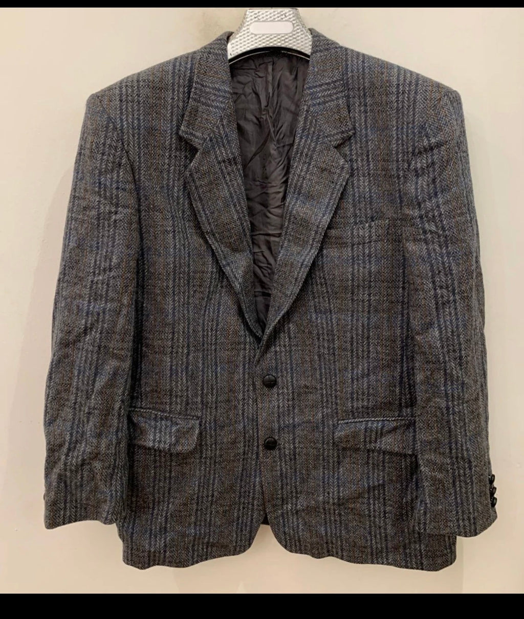 Vintage Westbury pure wool handwoven tweed glen check Charcoal jacket blazer 44R