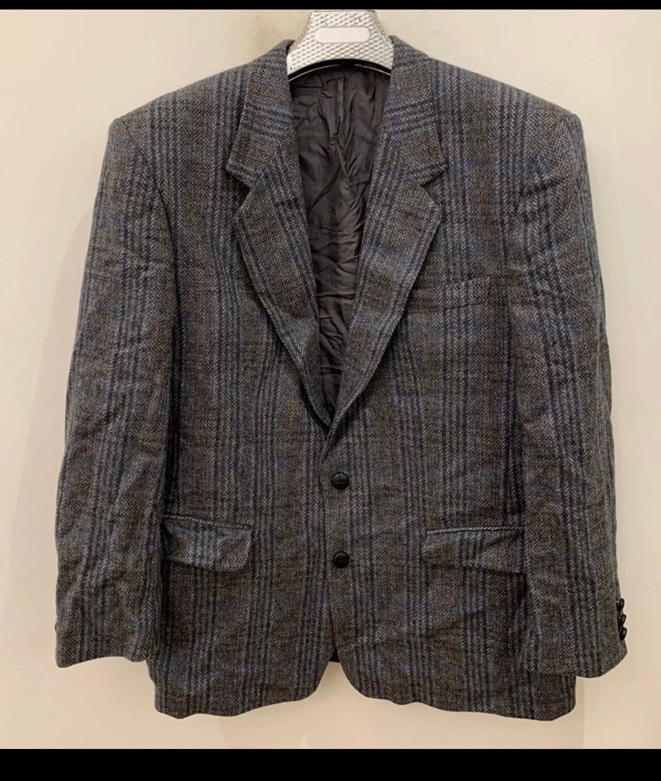 Vintage Westbury pure wool handwoven tweed glen check Charcoal jacket blazer 44R