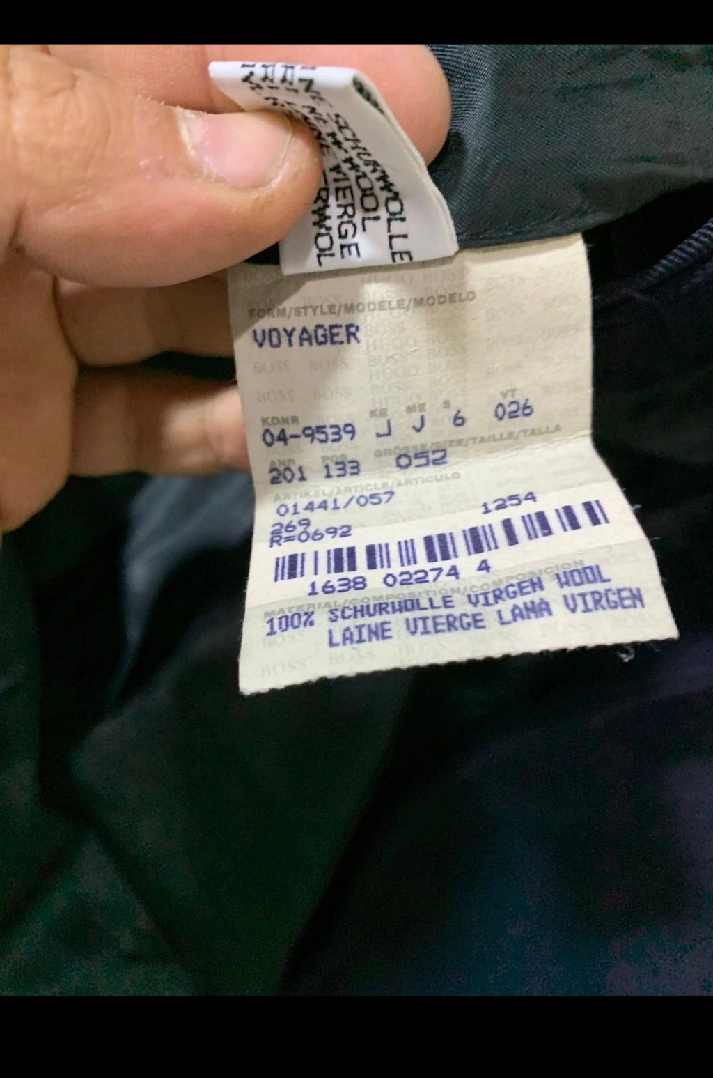 Vintage Hugo Boss pure Wool belted Navy double breasted long over coat 50R 2XL