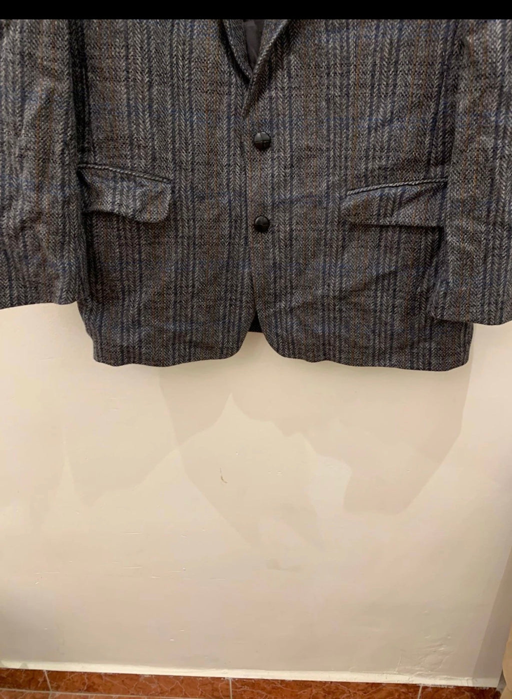 Vintage Westbury pure wool handwoven tweed glen check Charcoal jacket blazer 44R