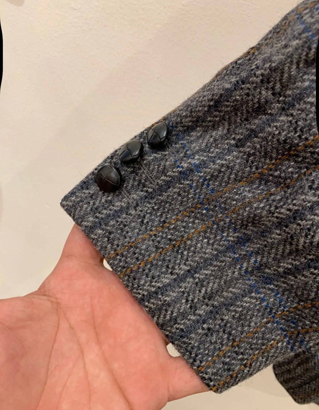 Vintage Westbury pure wool handwoven tweed glen check Charcoal jacket blazer 44R