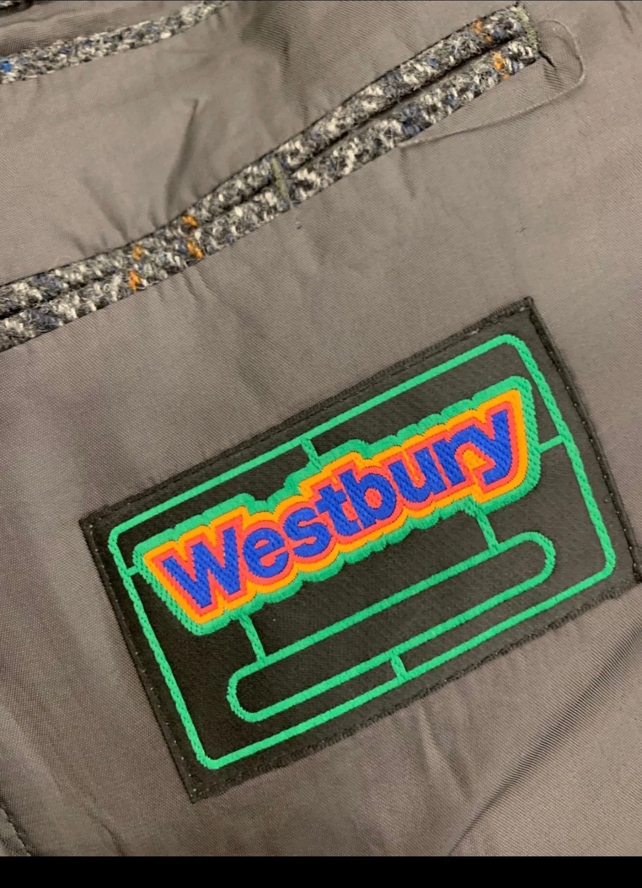 Vintage Westbury pure wool handwoven tweed glen check Charcoal jacket blazer 44R