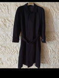 Vintage Valmeline pure wool belted navy classic long raglan over coat 46S 46R XL