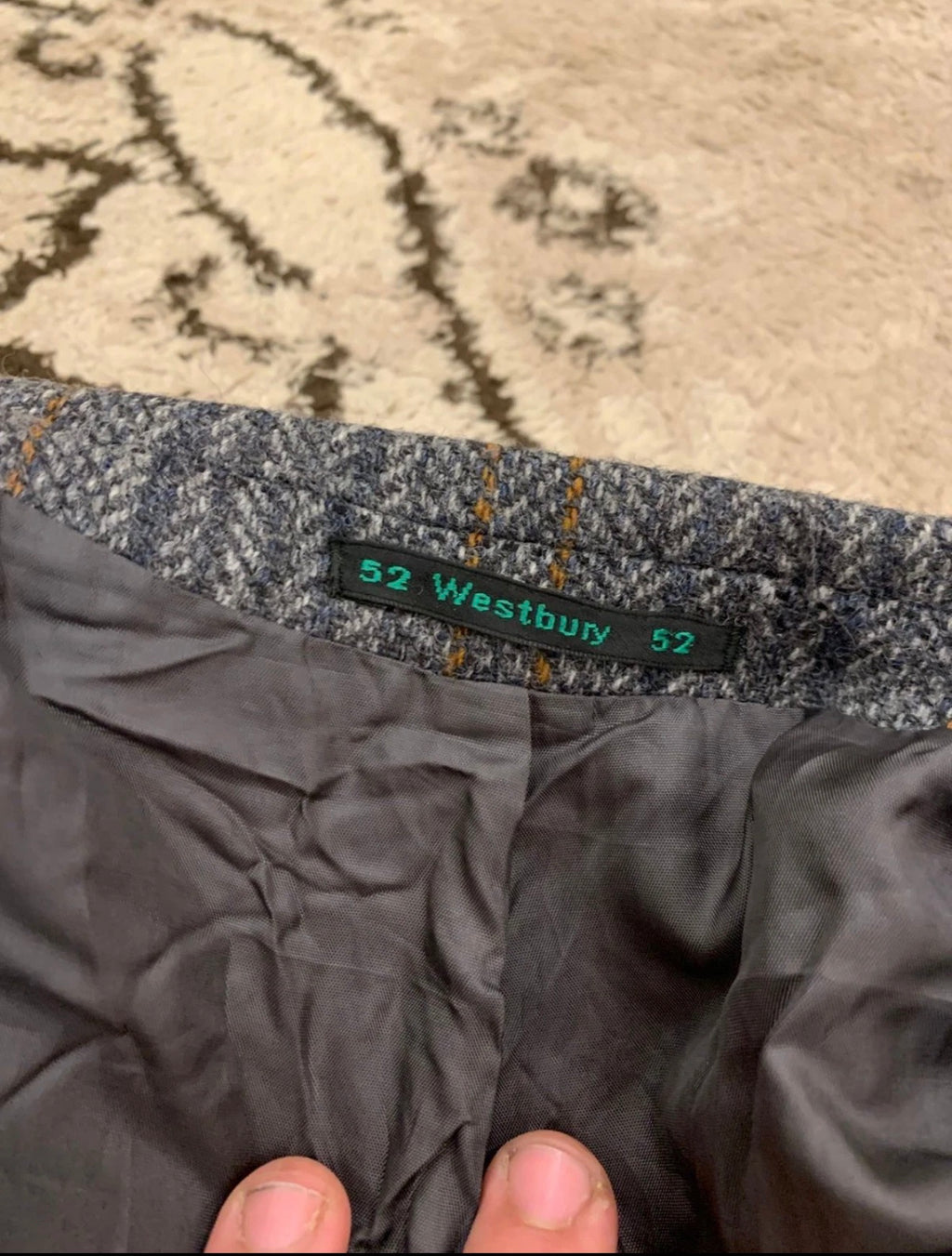 Vintage Westbury pure wool handwoven tweed glen check Charcoal jacket blazer 44R