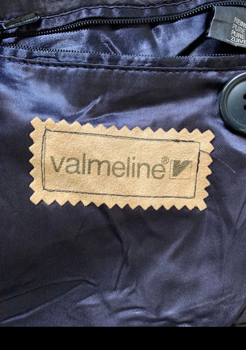 Vintage Valmeline pure wool belted navy classic long raglan over coat 46S 46R XL