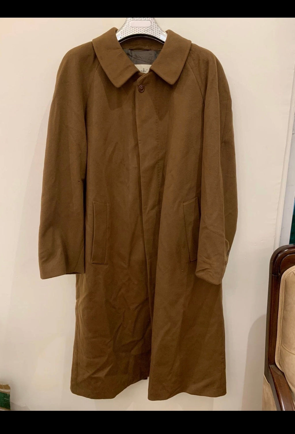 Vintage Bugatti pure wool classic brown long raglan over coat 46R XL
