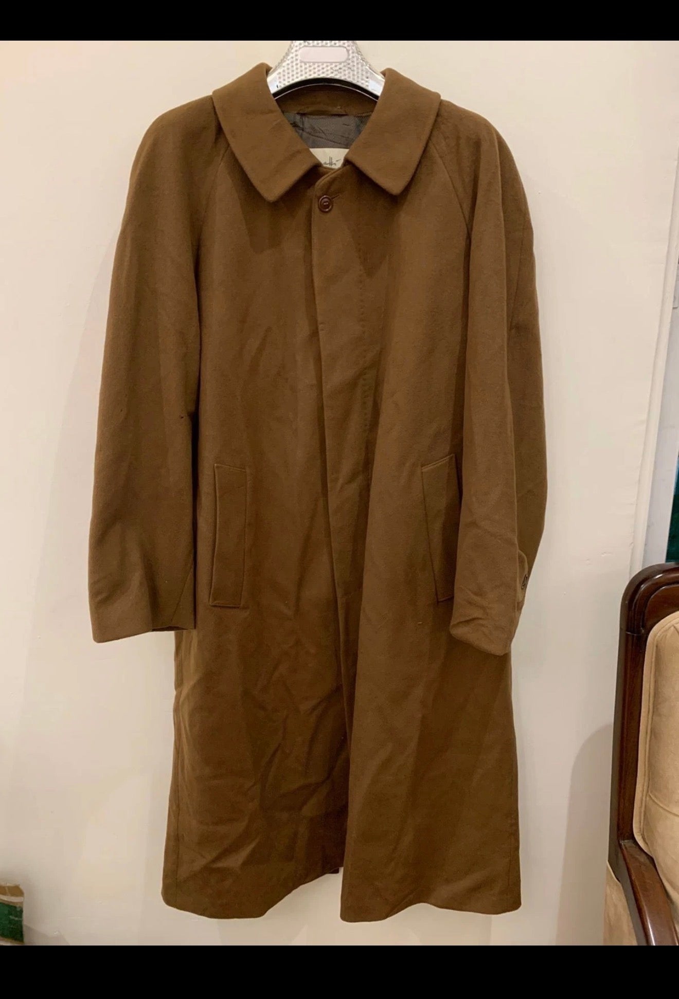 Vintage Bugatti pure wool classic brown long raglan over coat 46R XL