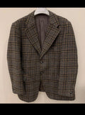 1970s vintage pure wool handwoven tweed classic glen check jacket blazer 46R XL