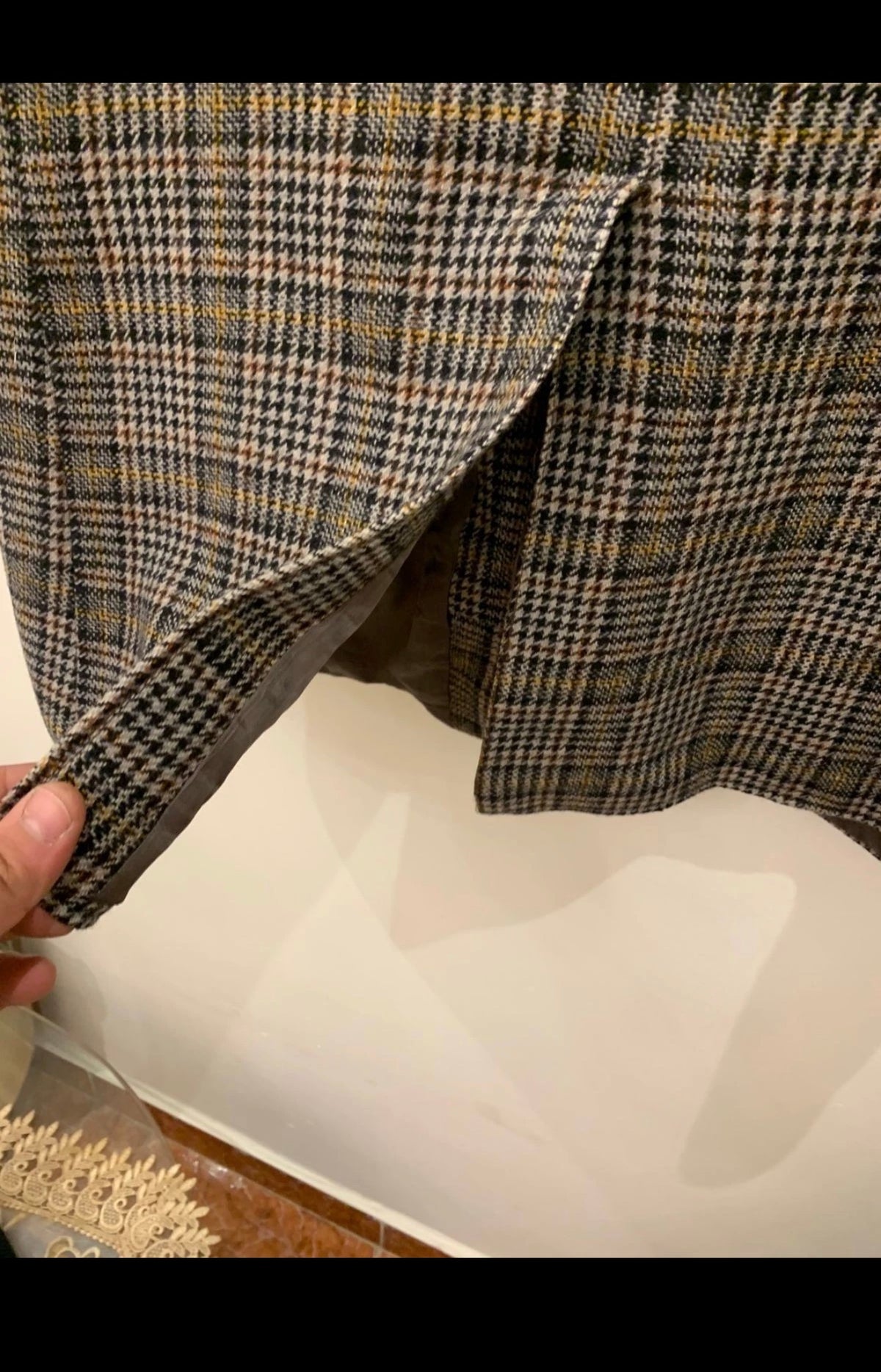 1970s vintage pure wool handwoven tweed classic glen check jacket blazer 46R XL