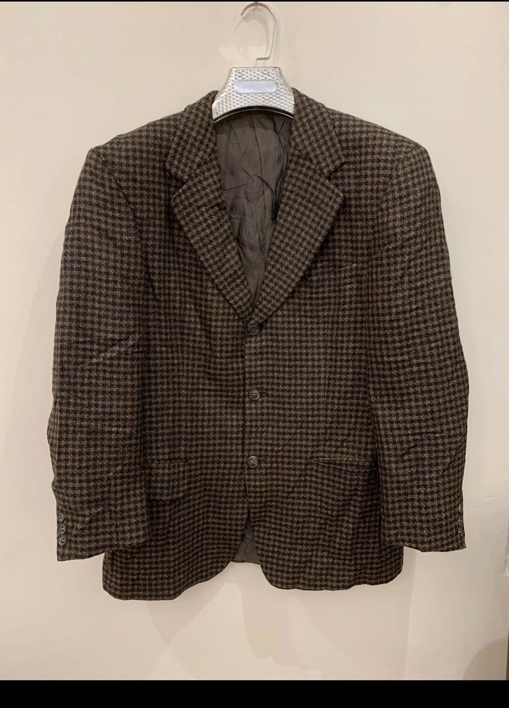 Vintage Ermenegildo Zegna Soft pure wool houndstooth brown jacket blazer 42R