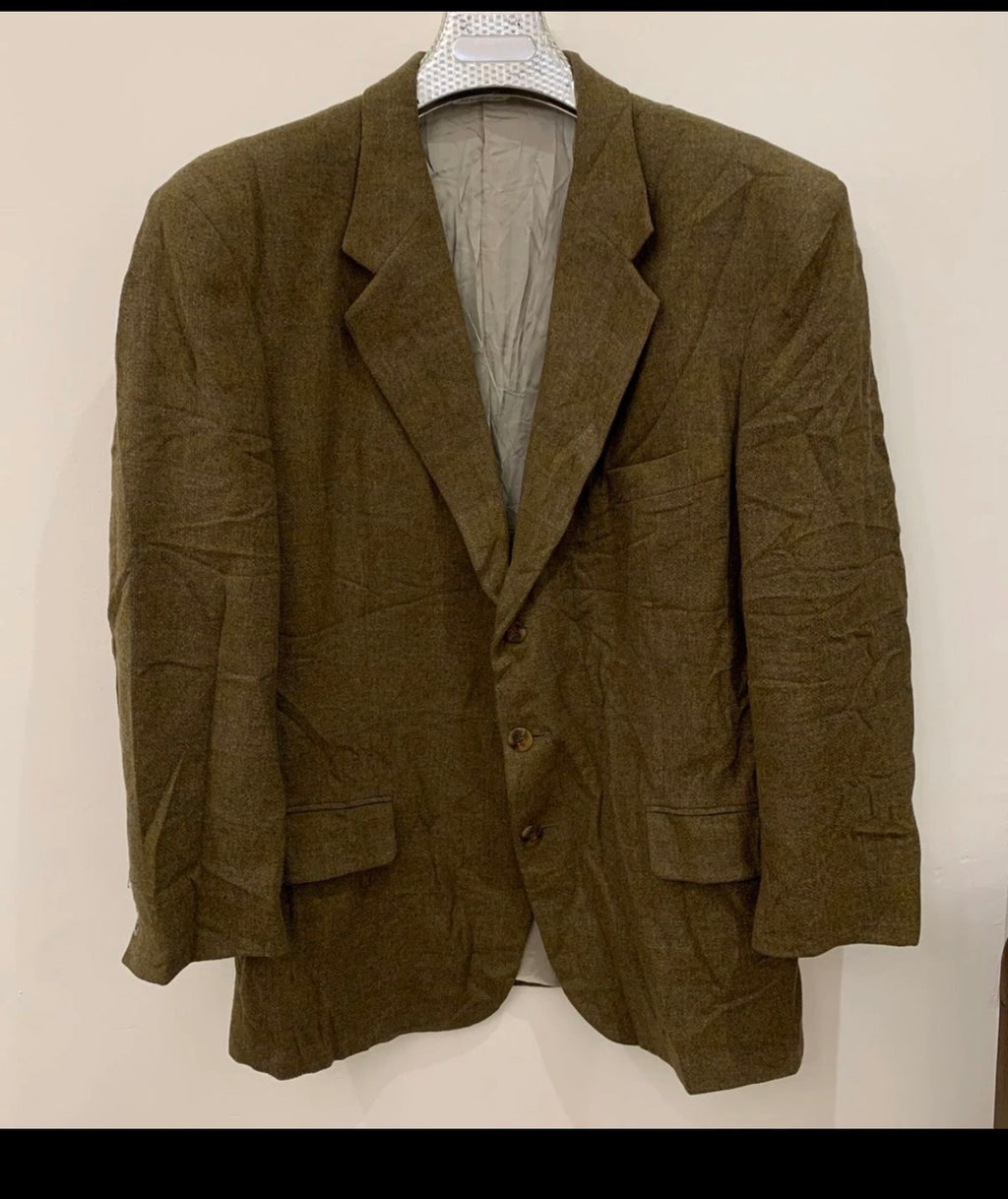 Vintage J. P. TILFORD wool cashmere Windowpane green hunting jacket blazer 42R