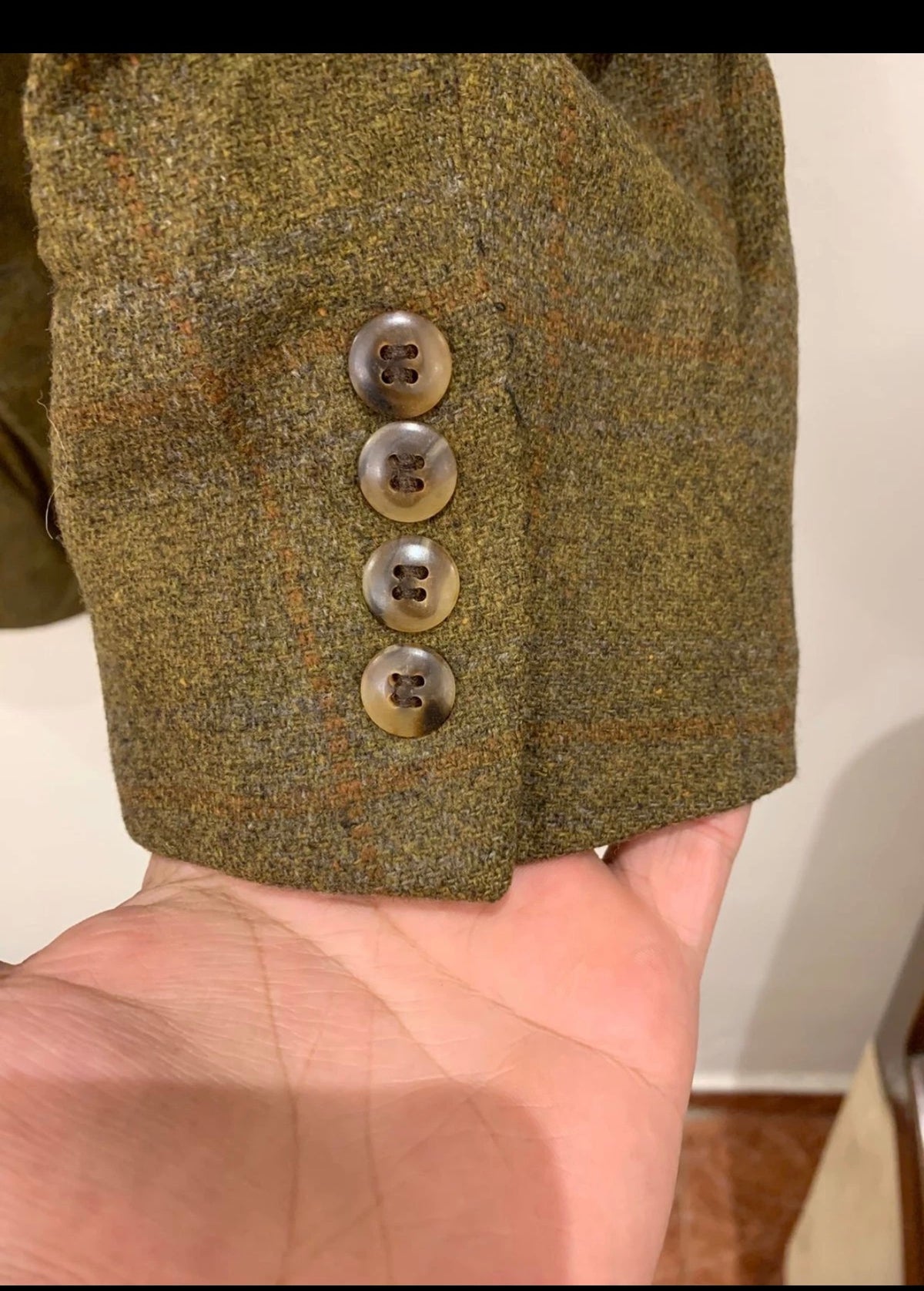 Vintage J. P. TILFORD wool cashmere Windowpane green hunting jacket blazer 42R